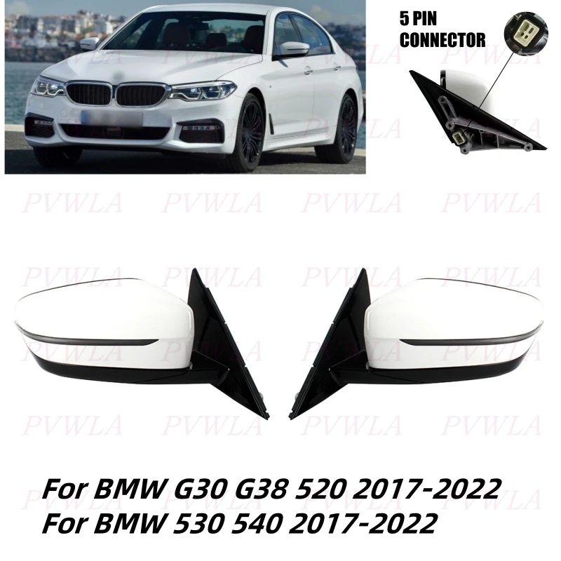 

5Pin White Painted Memory Power Fold Rear Mirror Assembly For BMW G30 G38 520 530 540 2017 2018 2019 2020 2021 2022Car Accessory
