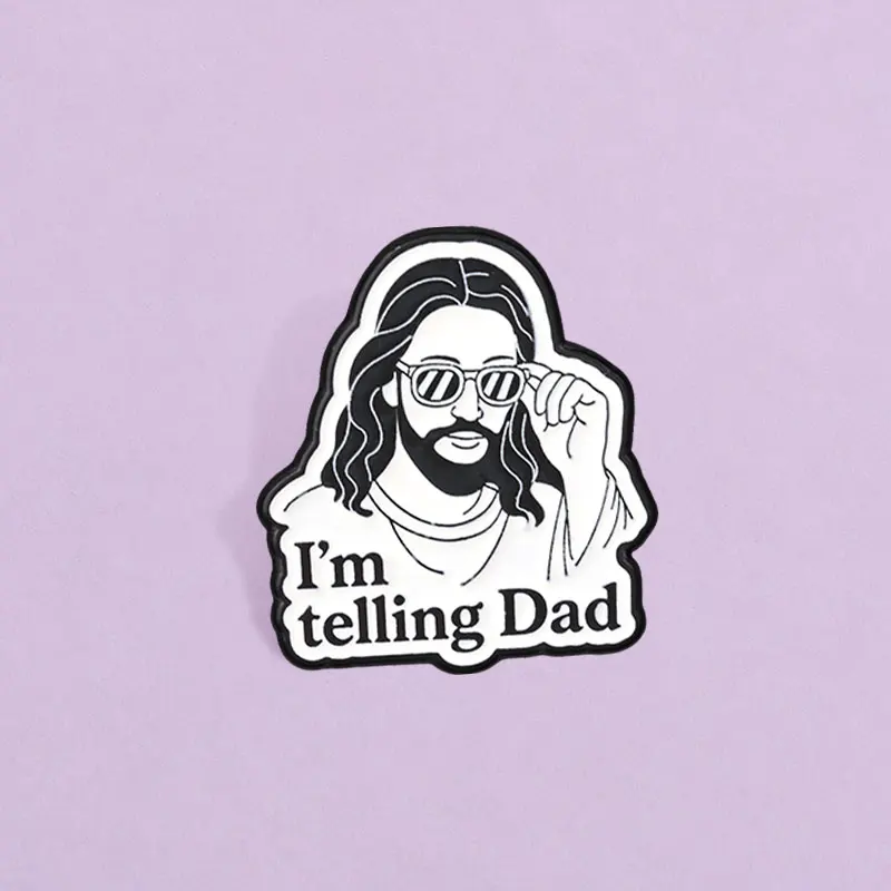 Funny Jesus Sunglasses Enamel Badge 