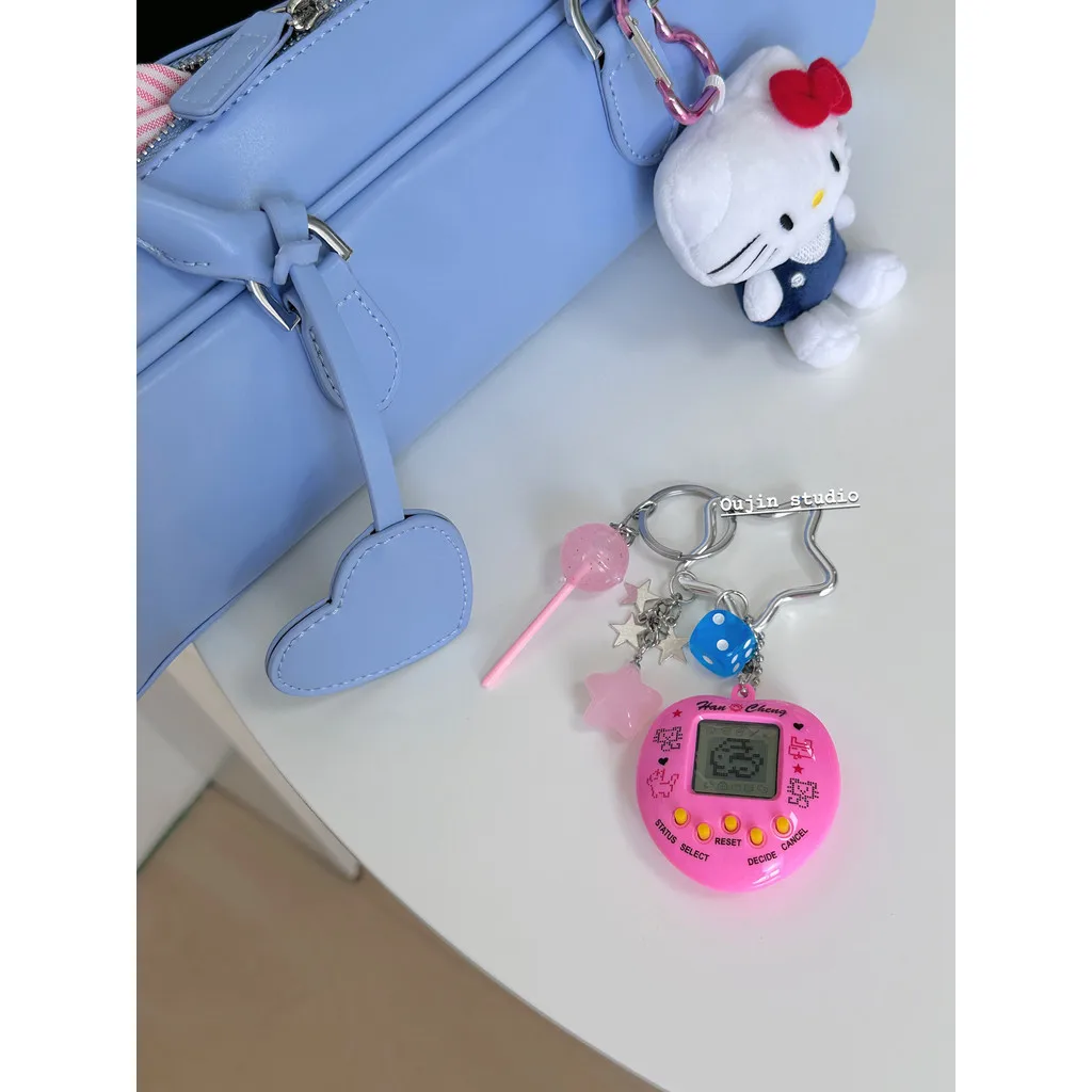 Original niche design Love Rose red game console Star pendant y2k bag pendant  windmill keychain couple model