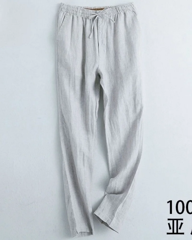 Pantalones Chinos Casuales de Lino y Algodón para Hombre, Pierna Ancha, Ligeros, Holgados, Pantalones Deportivos de Algodón, Pantalones de Trabajo Rectos para Hombre