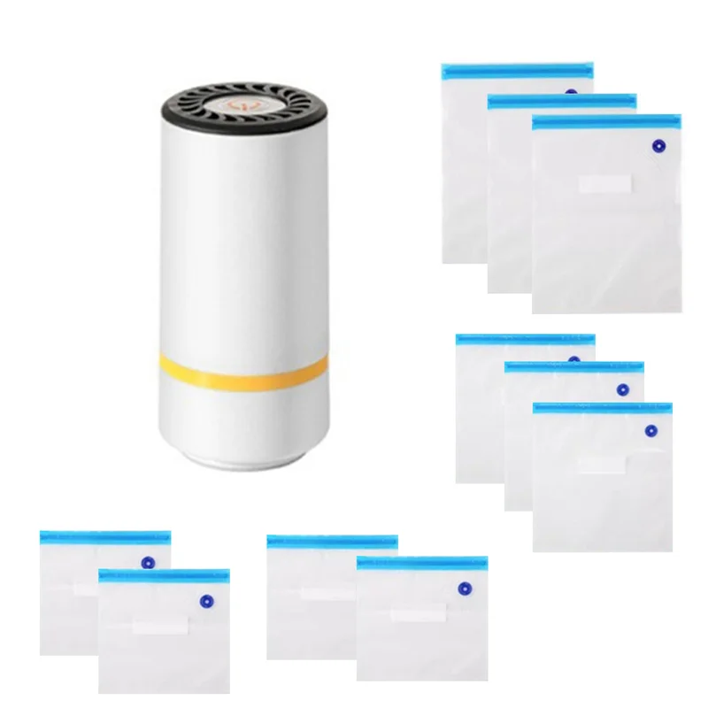 

B98A-Мини-вакуумный упаковщик Портативный USB-аккумуляторный вакуумный упаковщик В комплект входит 10 многоразовых пакетов Идеально подходит для кухни, барбекю и путешествий