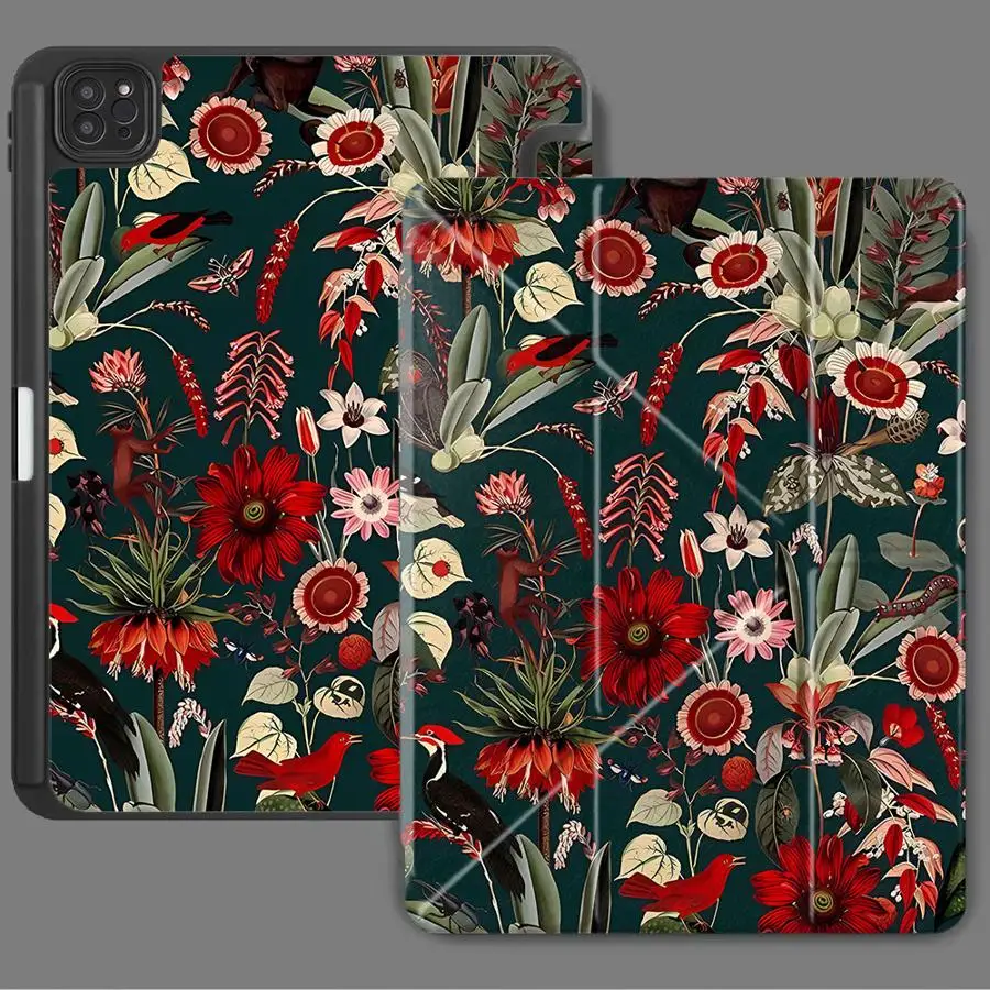Tablet Case For iPad Air 4 5 M3 M2 M4 11inch Pro 11th 10th 9th 8th 7th 12.9inch Mini 6 7 Pro 2025 Holder Cover Cartoon Flowers