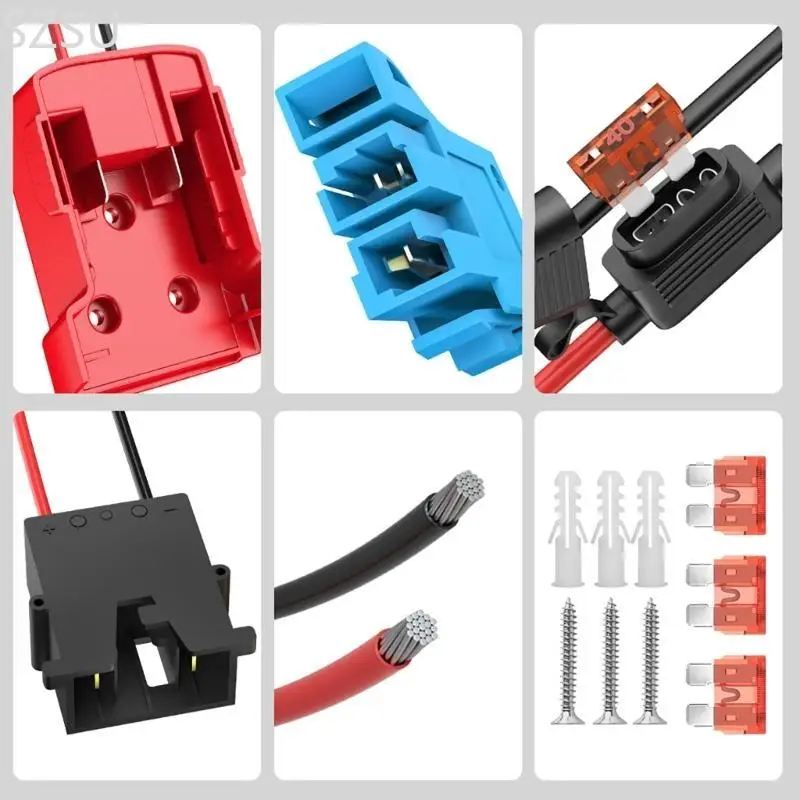 

SZSU 1 Set 18V Battery Adapter 12AWG Wiring Harness Connectors with 3pcs 40Amp Fuses