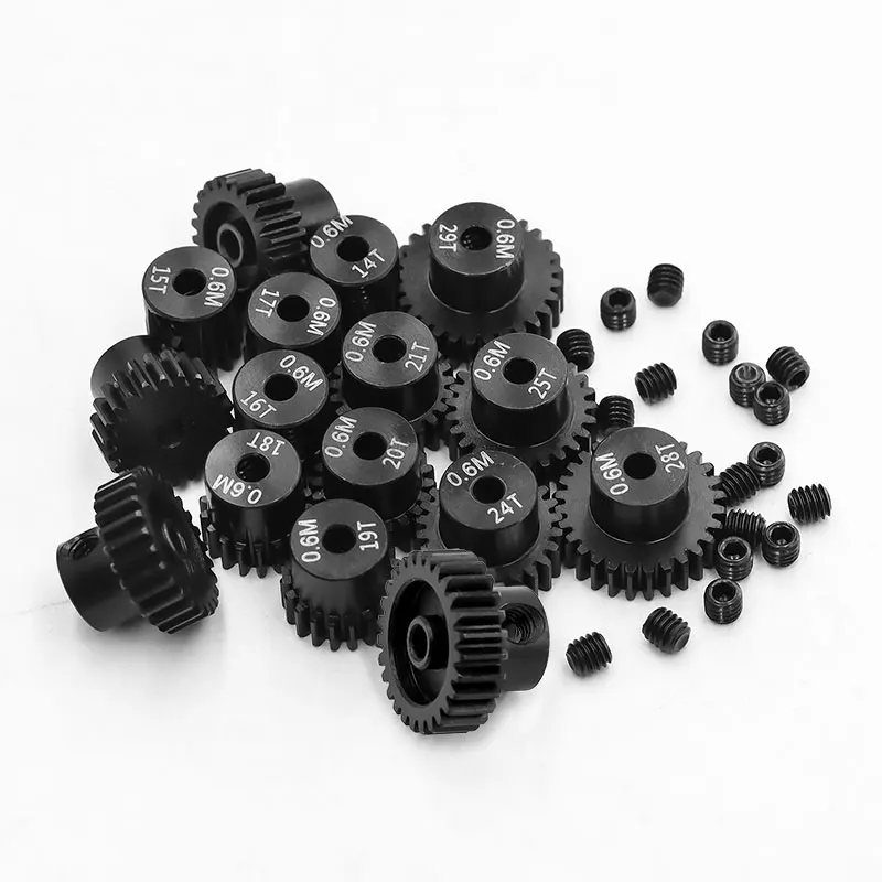 

RZ022 0.6 Module Steel Motor Gear 3.175mm Shaft 22T-29T Hardened Steel Pinion for Tamiya MJX RC Car Brushless Brushed Motor