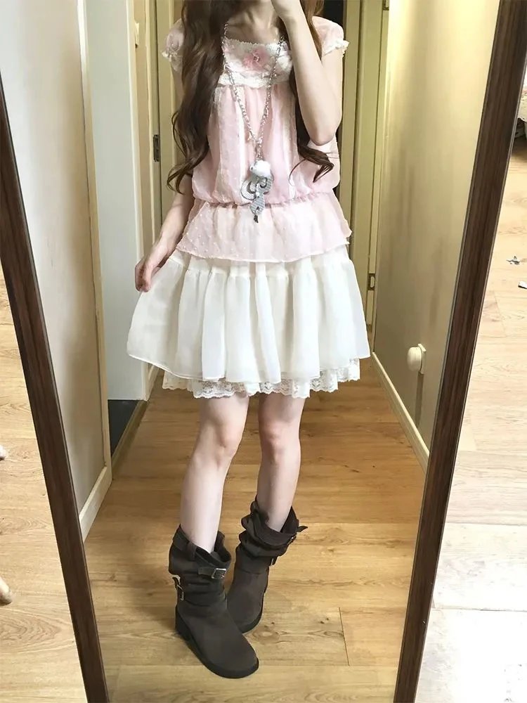 Pink ort Sve Set for Young Women Summer 2025 New Sle  Dr And Top Two-Piece Suit Polyester Fiber round Ne Design