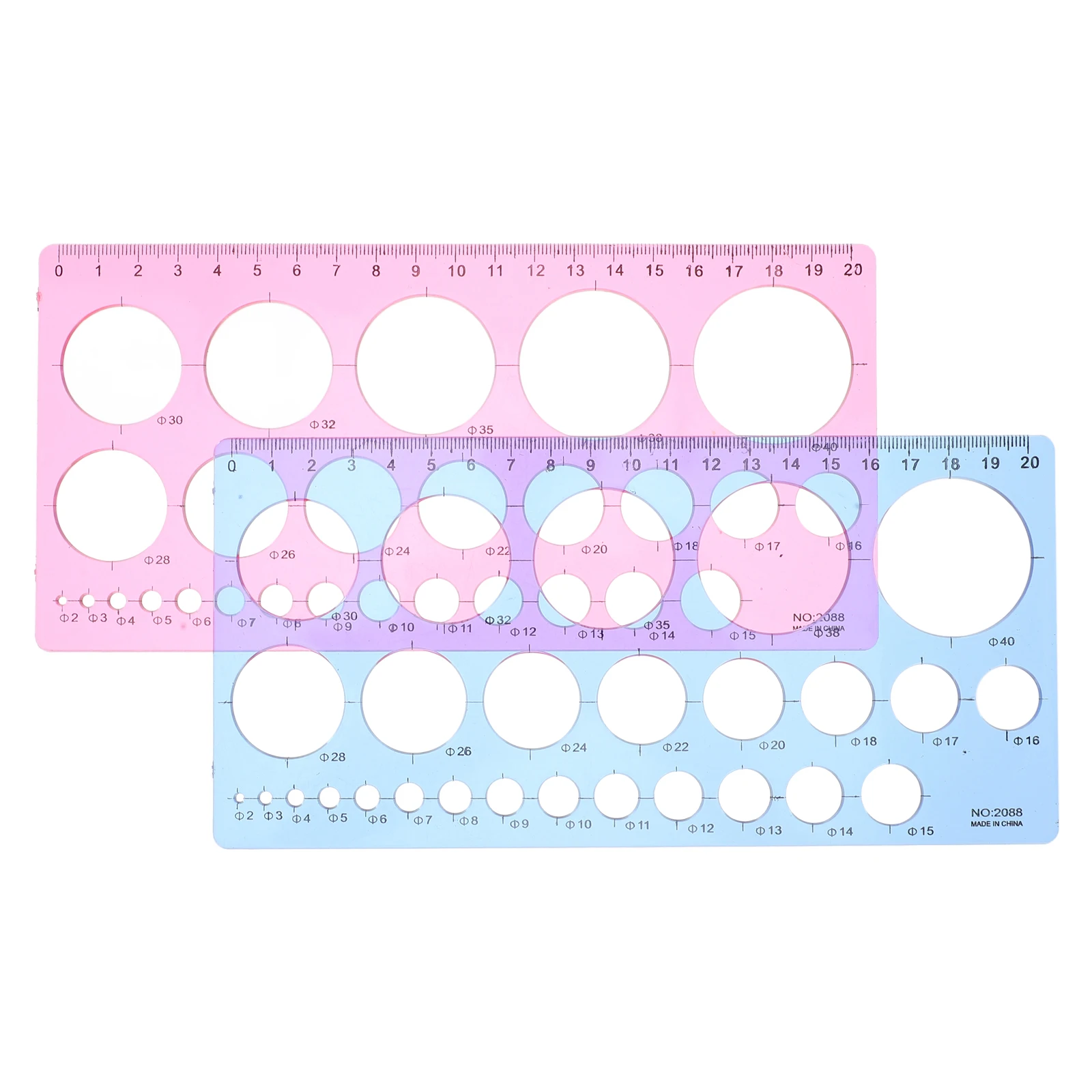2pcs Circle Ruler Stencil Drawing Templates Architecture Drafting Tools Geometric Plastic School Office Design