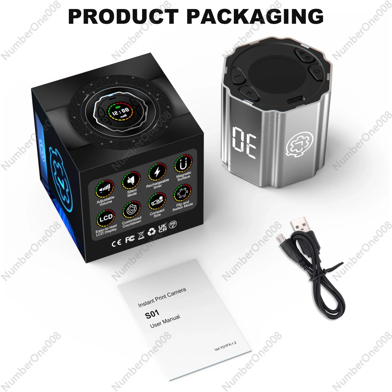 Mini Digital Kitchen Timer for Adults and Students with Magnetic Countdown Function