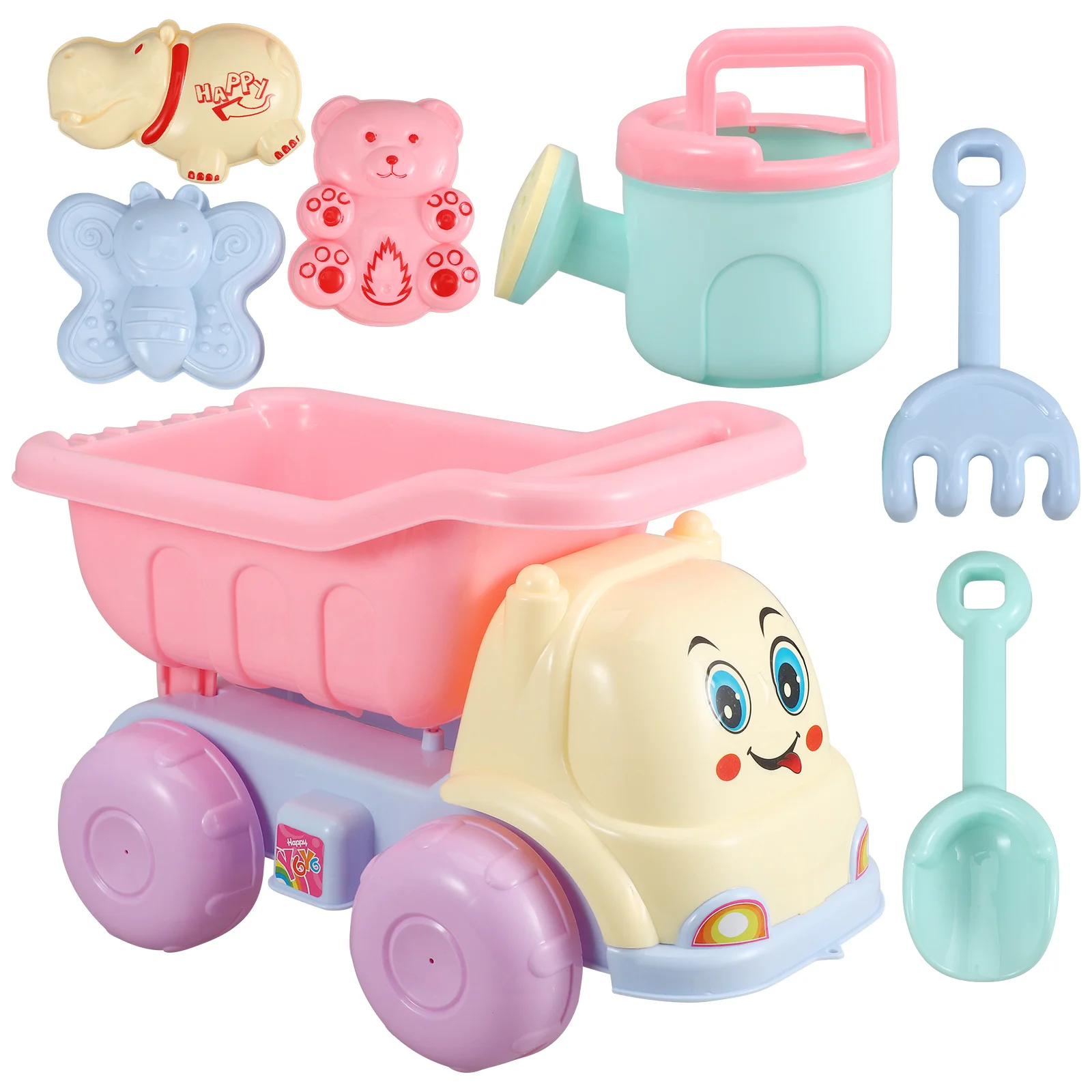 Ensemble de jeu de plage pour enfants, 7 pièces, outils de sable en plastique de qualité supérieure, pelle créative, camion à benne basculante, petit poids léger pour le plaisir et la créativité en plein air