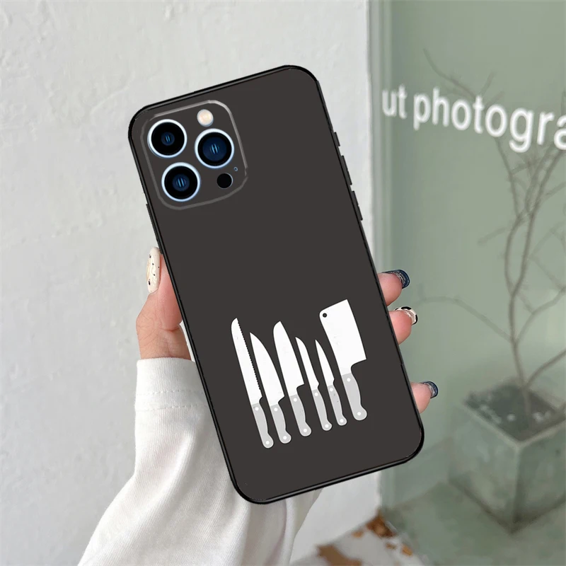 Cooking Chef Knives Cover For iPhone 16 15 12 13 Mini 11 12 13 14 Pro Max X XS Max Plus XR Phone Case