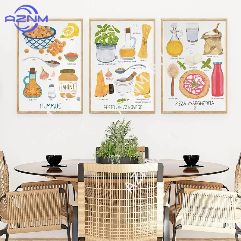 

Постер-принт на холсте с изображением яиц, еды, кухни, хумуса, пасты, алфавита, томатов, пиццы, настенное искусство, картины для комнаты, спальни, домашнего декора, подарок