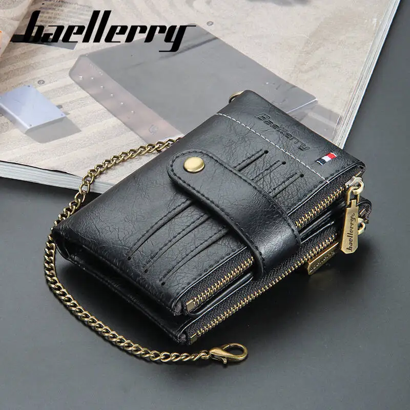 Baellerry Cardholder Wallet Men RFID Genuine Leather Organizer Wallets With Coin Pocket Short Desigh Clutch Purse With ID Window