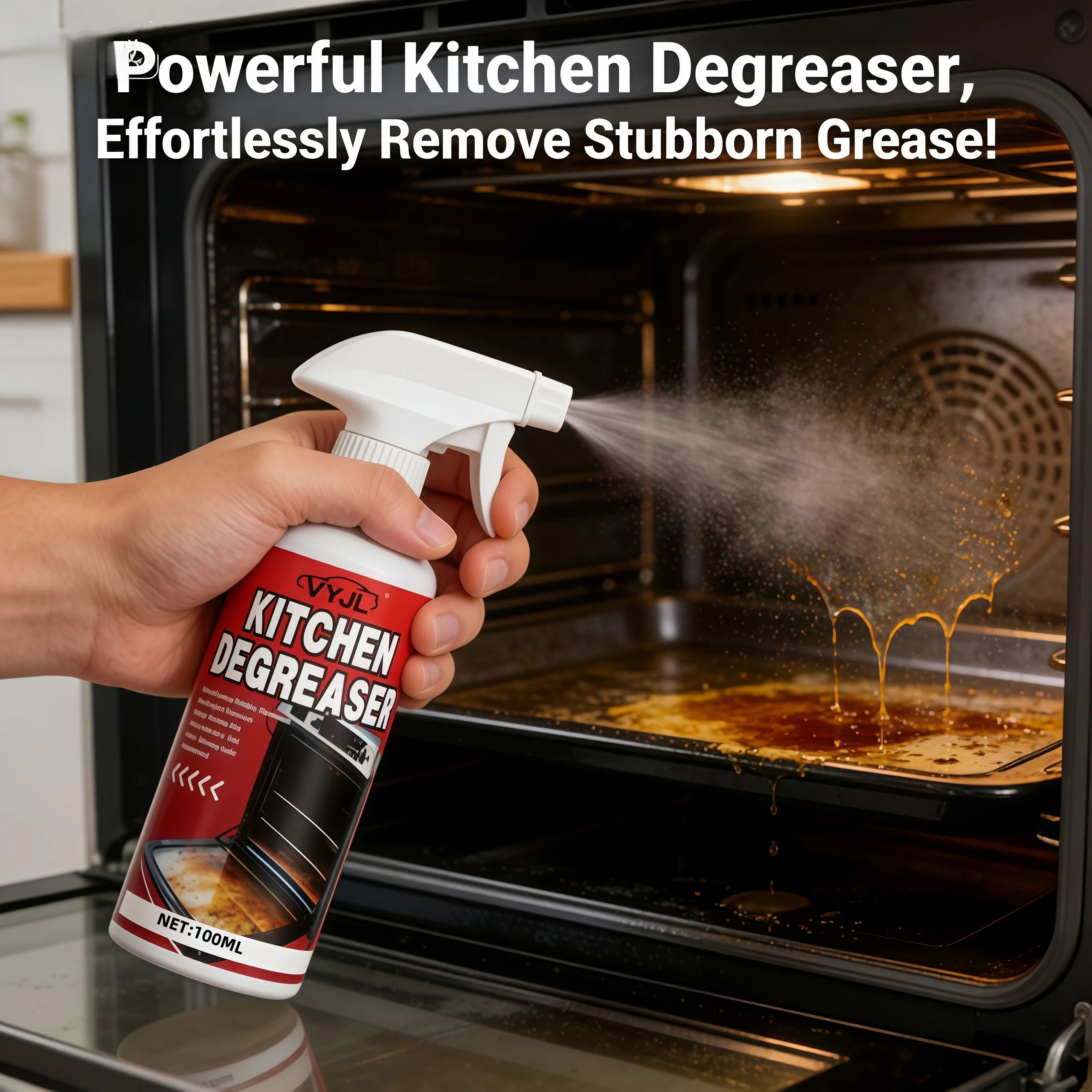 Multi-Purpose Kitchen Degreaser Spray - Removes Stubborn Grease, Oil and Dirt, Safe for Cookware, Tiles and Kitchen Surfaces