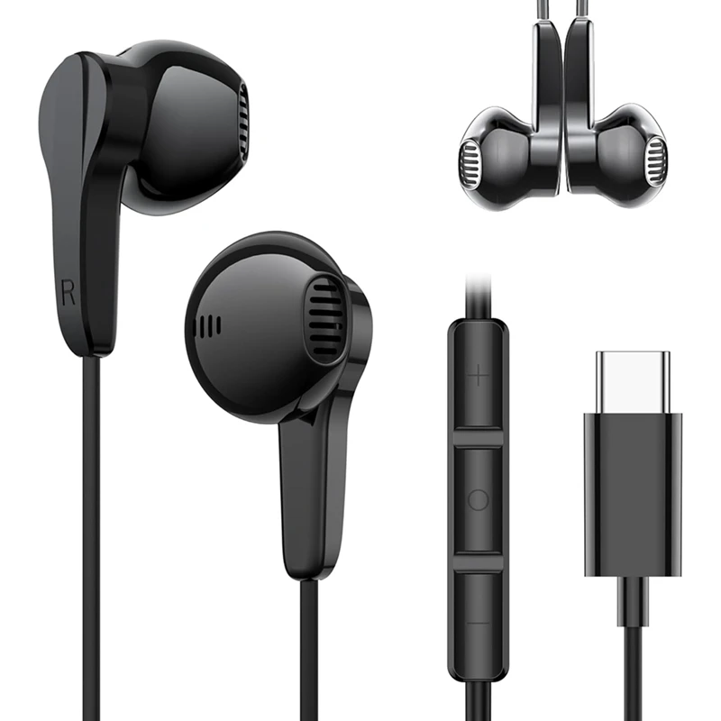 USB C Headphones Magnetic Wired Earbuds With Microphone, In-Ear Earphones For Iphone 15 Pro Plus Max/Samsung Galaxy S24