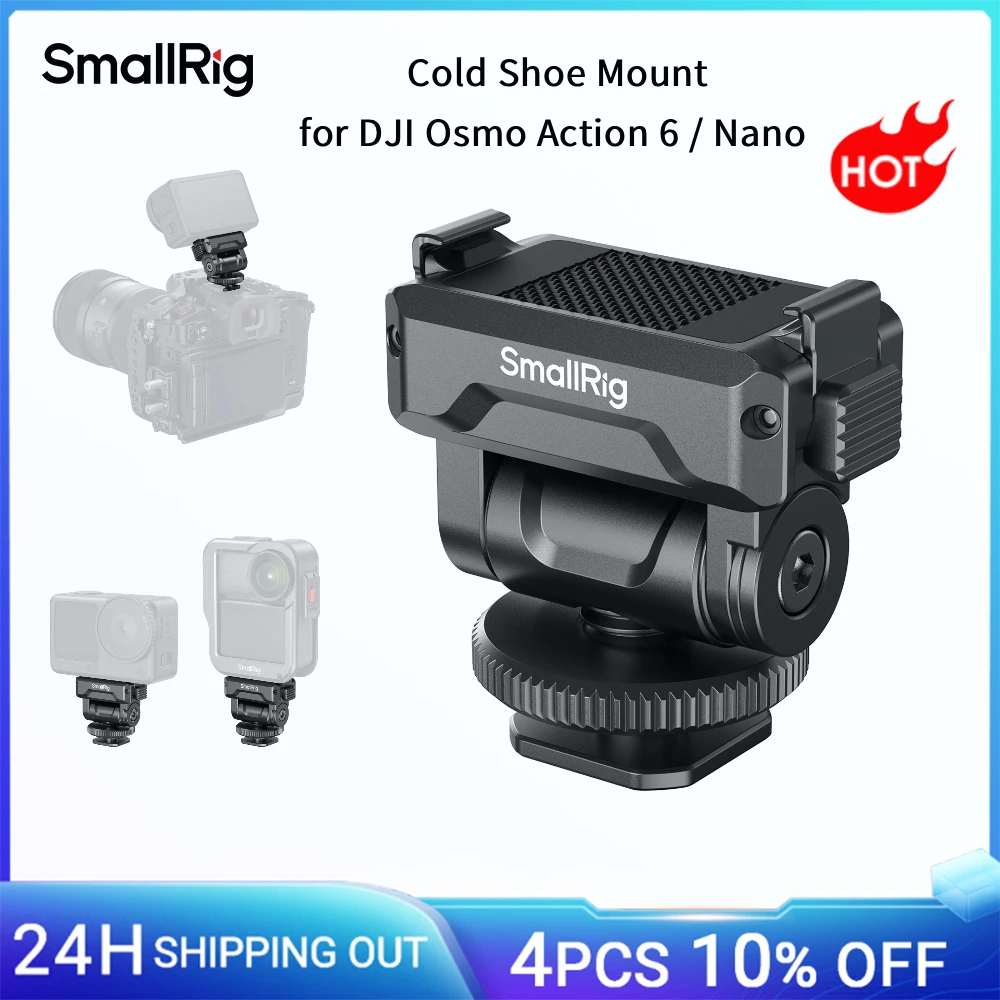 Image of SmallRig Cold Shoe-Halterung für DJI Osmo Action 6 / Nano, mit Schnellverschluss-Halterung 160 ° Neigungsverstellbar mit 1/4"-20-Grad-Loch für Käfige