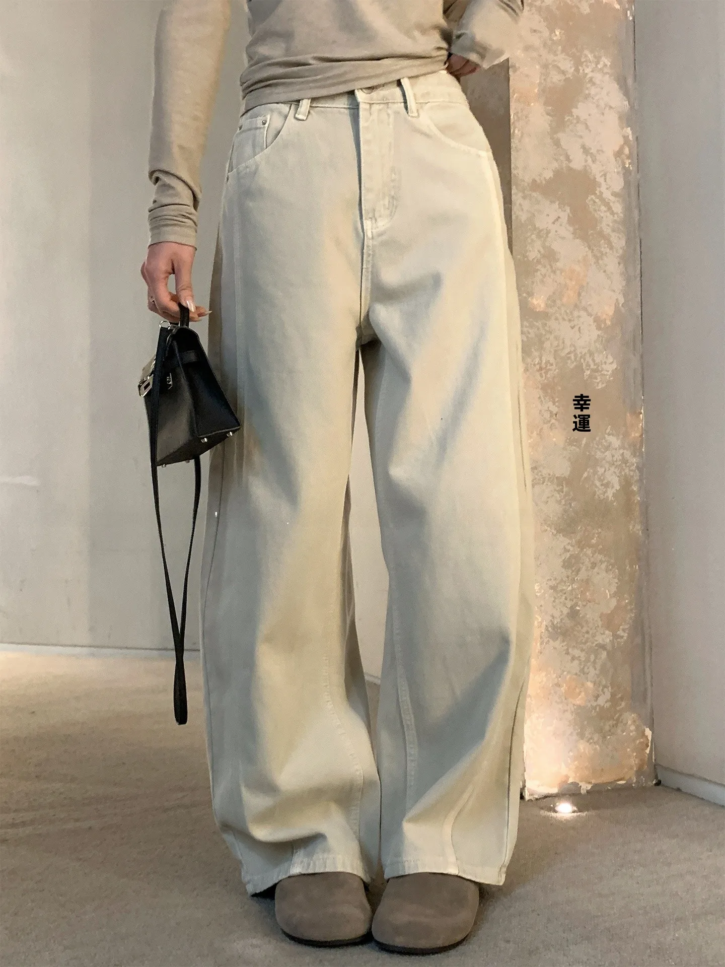 

Casual Straight Leg Jeans Women's Spring Summer New Sle Versatile Jeans l Waist Button Closure No Stretch Denim