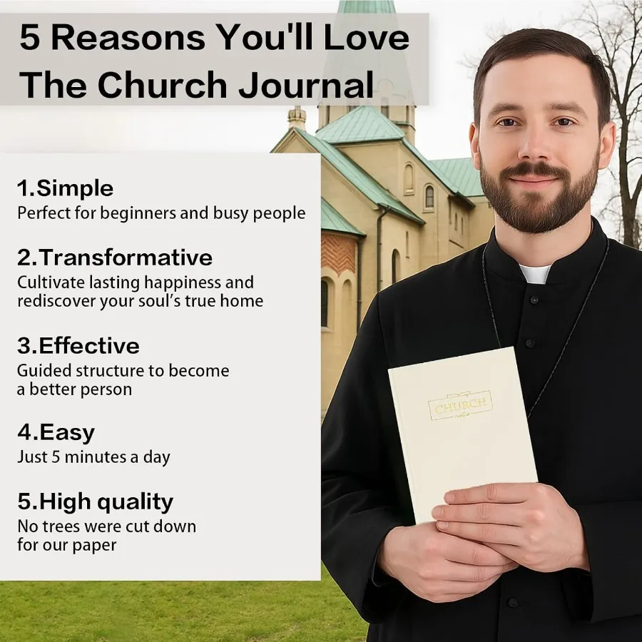 교회 노트 저널 설교 노트 기독교 노트북 린넨 성경 공부 저널 기도 저널 빈 노트북 주요 내용 작성용