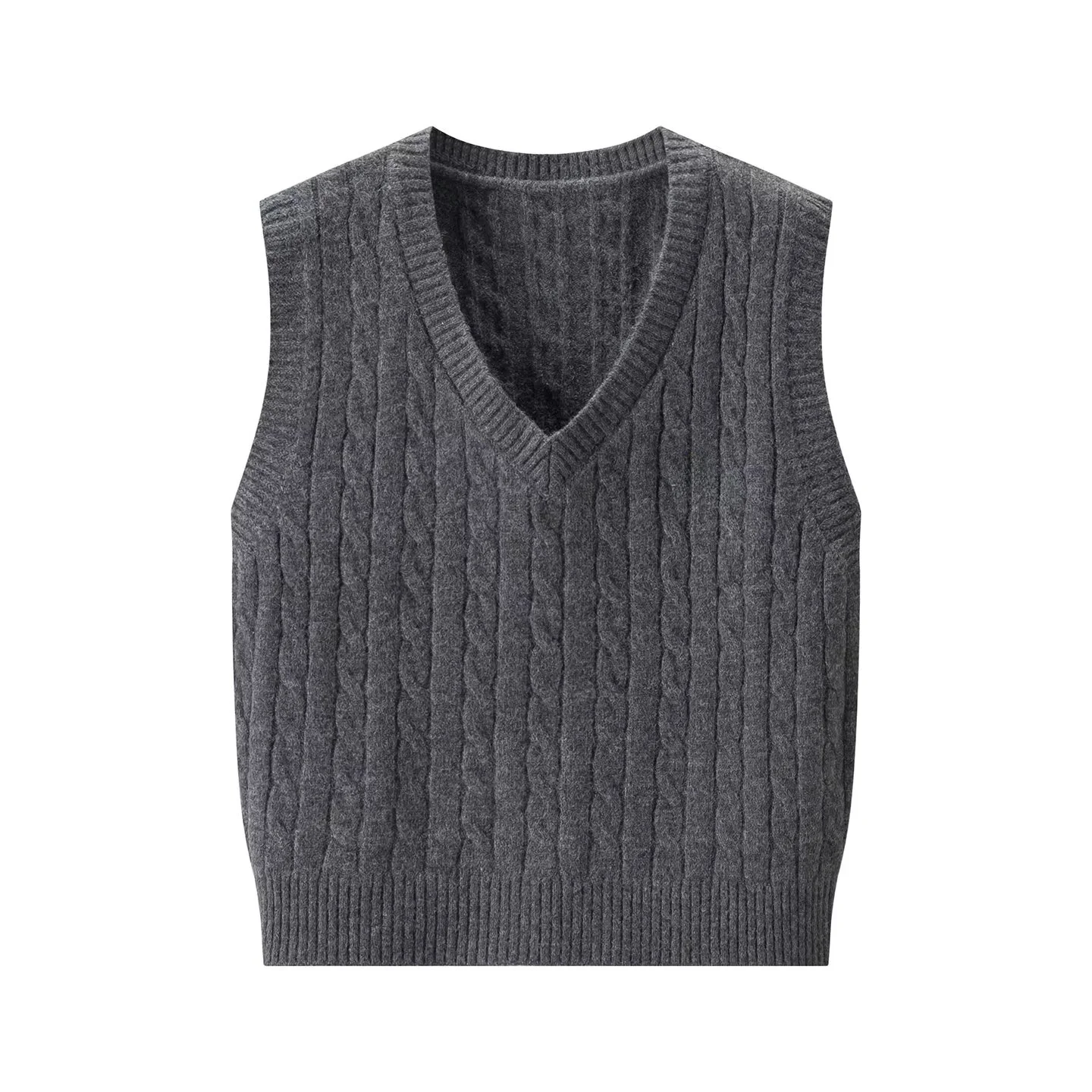 JNLEAOG Rompi Rajut Wanita Musim Gugur Model Kampus Kerah V Bordir Huruf Twist Faion Outerwear Serat Poliester