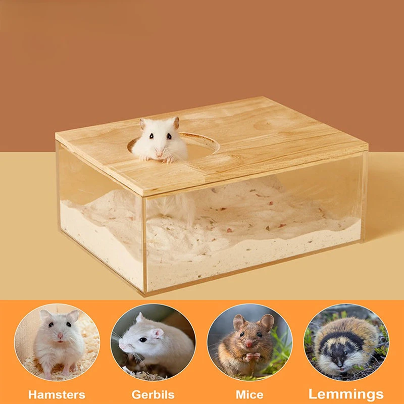 Hamster Bathroom House Sandbox Full Transparent Urine Sand Basin Golden Bear S/L Hamster Bath Toilet Bathroom Container