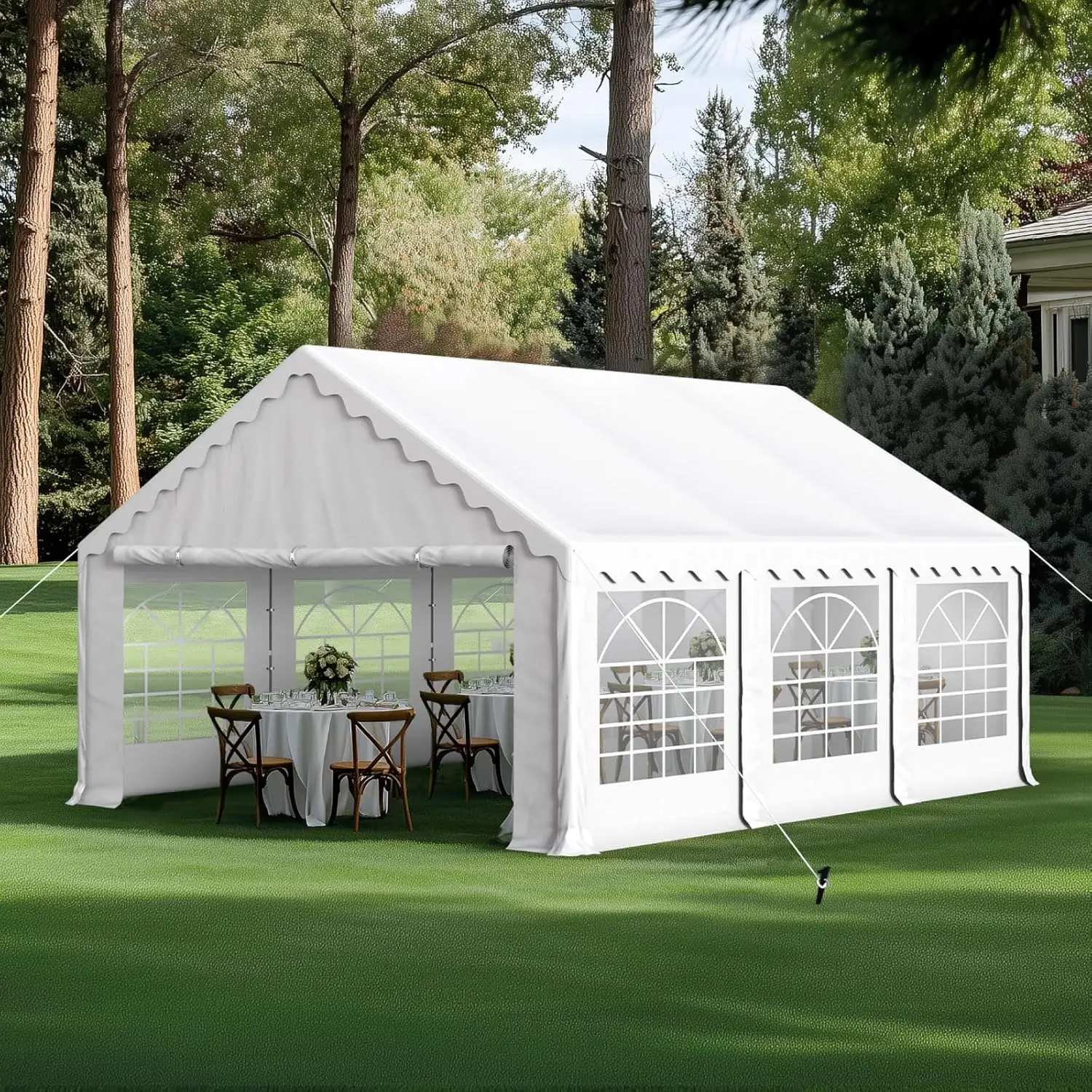 16x20FT Party Tent Heavy Duty, Large Wedding Event Shelters with 3 Carry Bags & Removable Sidewalls, Outdoor Canopy, Customized