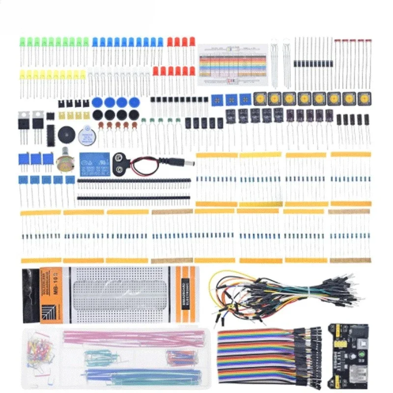 Electronics Component Super Kit with Jumper Wires,Color Led,Resistors,Register Card,Buzzer for Arduino