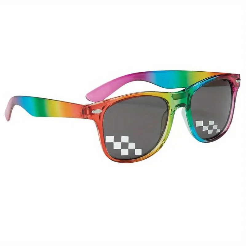 Mosaic Rainbow Fashion Glasses Shade Camera Decorative Glasses for Men And Women Sports Party Vacation Travel Driving Photo Prop