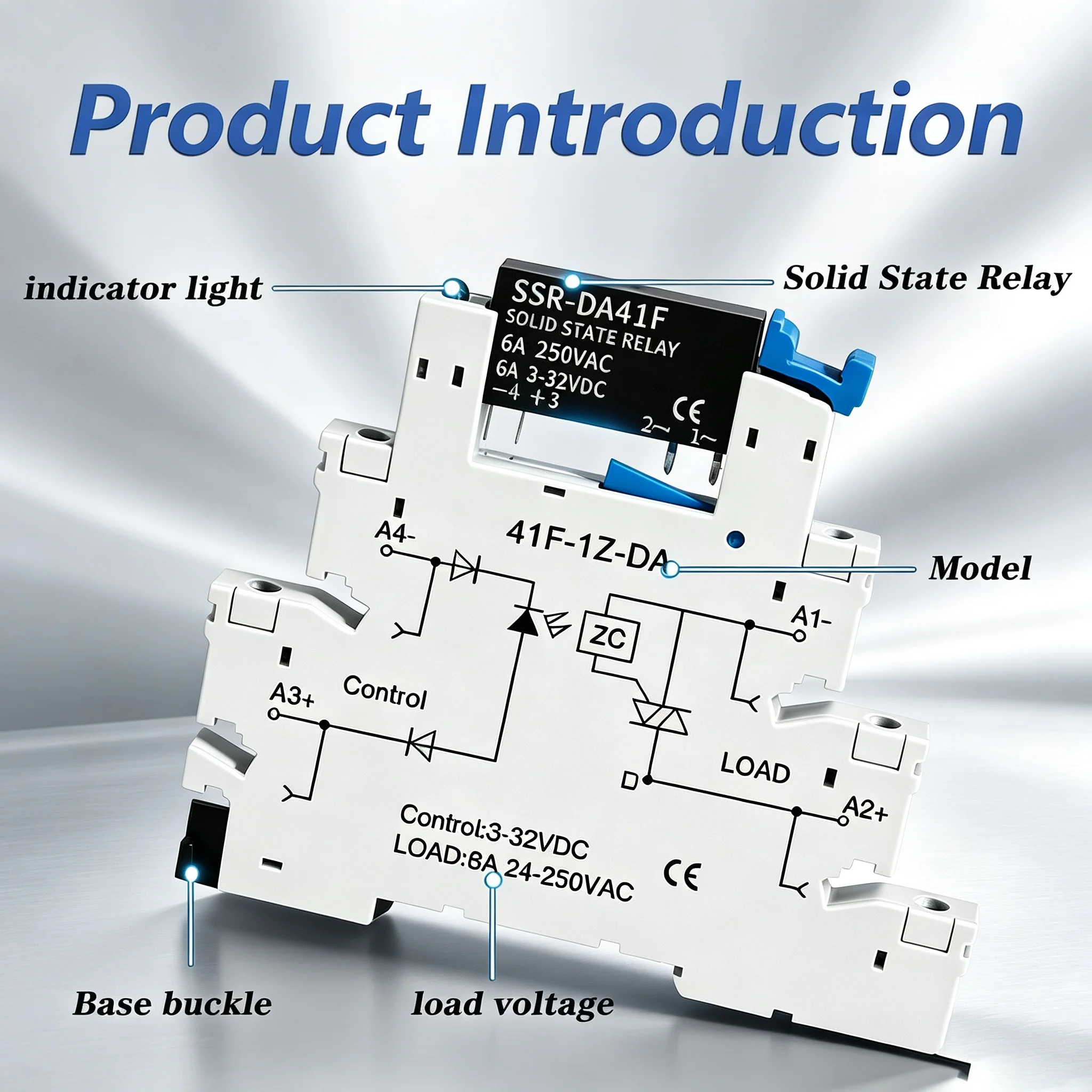 DC Control AC 6A Slim Interface Solid State Relay Module DIN SSR Slim Relay DC Control DC 41F-1Z-C2 SSR Relay DIN Rail
