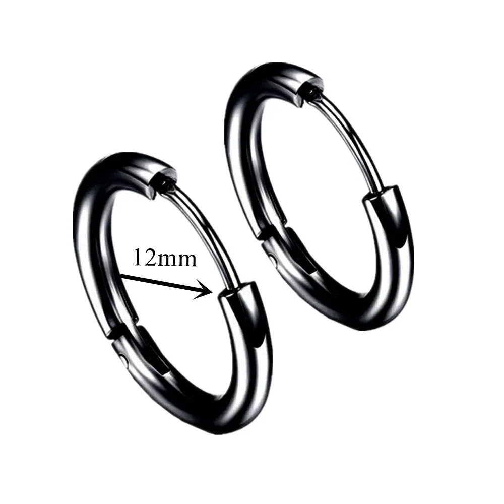 Black Punk Stainless Surgical Steel Stud Earrings For Men Women Small Vintage Hip Hop Ear Jewelry Accessories Earrings Wholesale