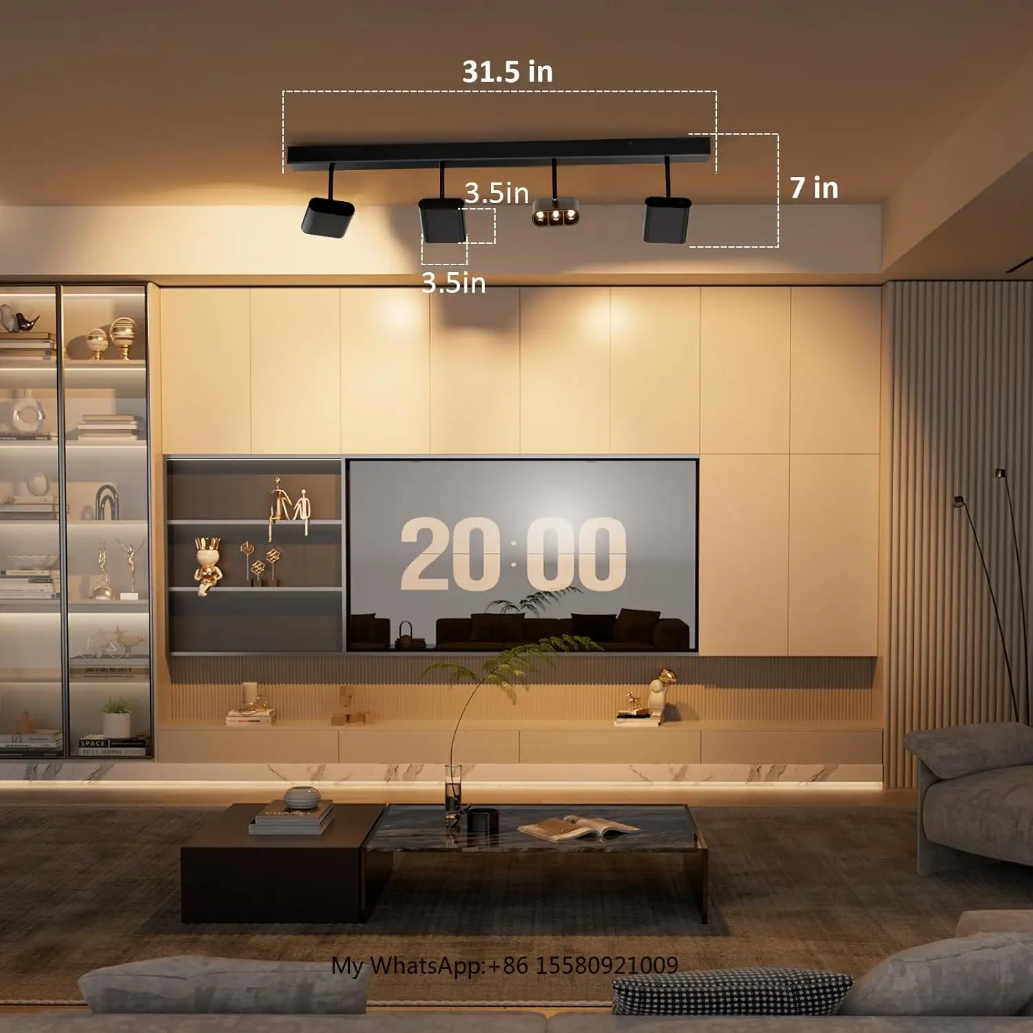 SCON Modern 4-Light LED Track Lighting Kit 24W Dimmable Ceiling Spot Lights Rotatable CCT Brightness Dimmer Remote Controlled