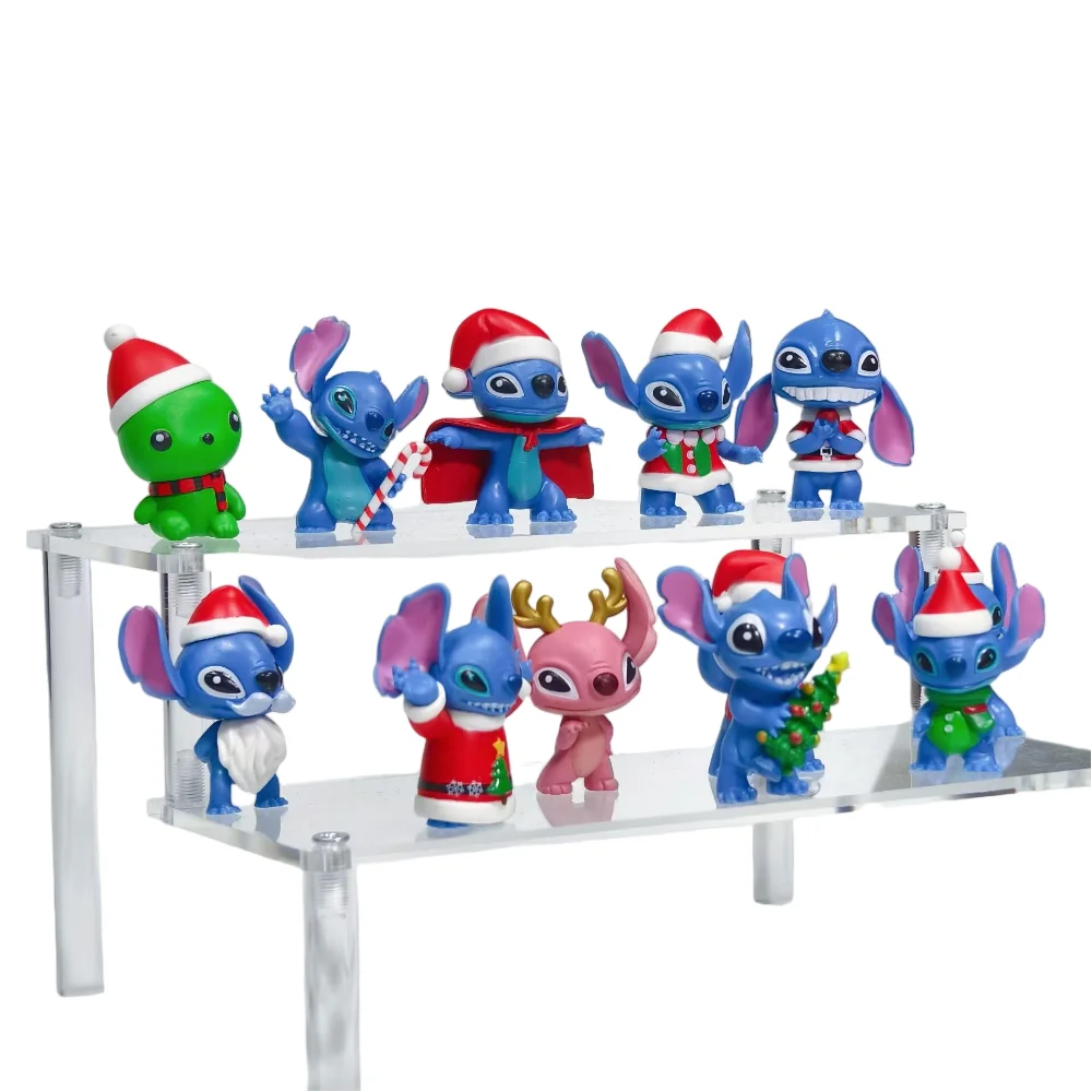 12 個アニメフィギュアステッチ人形漫画ステッチおもちゃの装飾品マイクロ風景ケーキ装飾モデル Pvc フィギュア子供の誕生日ギフト