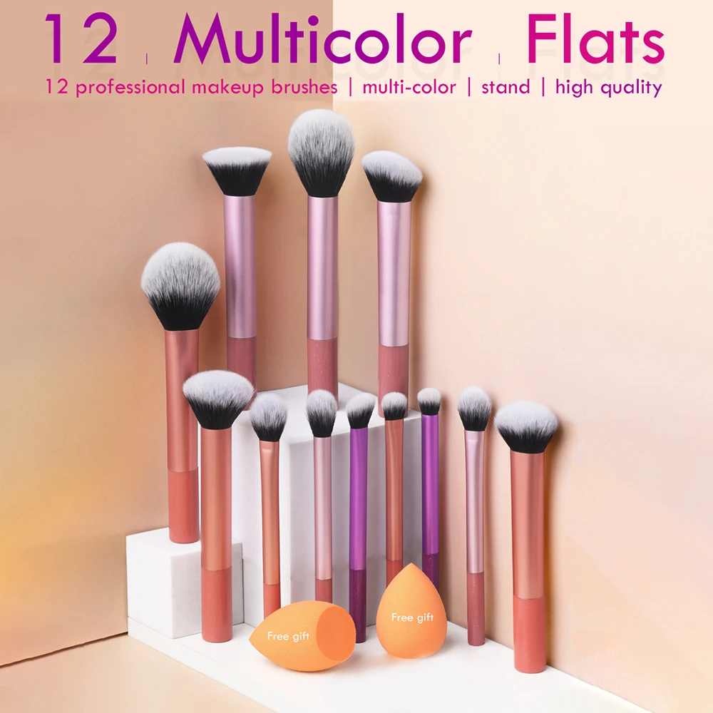 12pcs Makeup Brush Kit Soft Synthetic Hair Make Up Brushes Foundation Blush Eyeshadow Cosmetic Makeup Tools