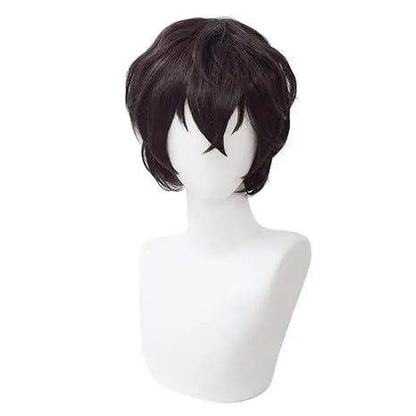 Anime Dazai Osamu Cosplay Wig Cosplay Short Brown Heat Resistant Synthetic Hair Wigs Dazai Osamu Wig Halloween