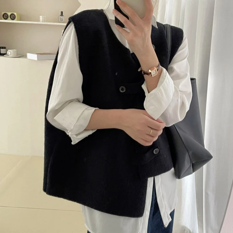 Irregular Vests Women O-neck Simple Elegant Streetwear Loose Spring Office Ladies Popular Casual All-match Korean Style Ins New