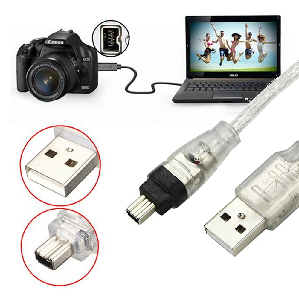 1 قطعة USB Mlicherlichen zu Firewire IEEE 1394 4 Pin Munnlichen iLink محول كابل فايرواير 1394 كابل فور سوني DCR-TRV75E DV 1,5 متر