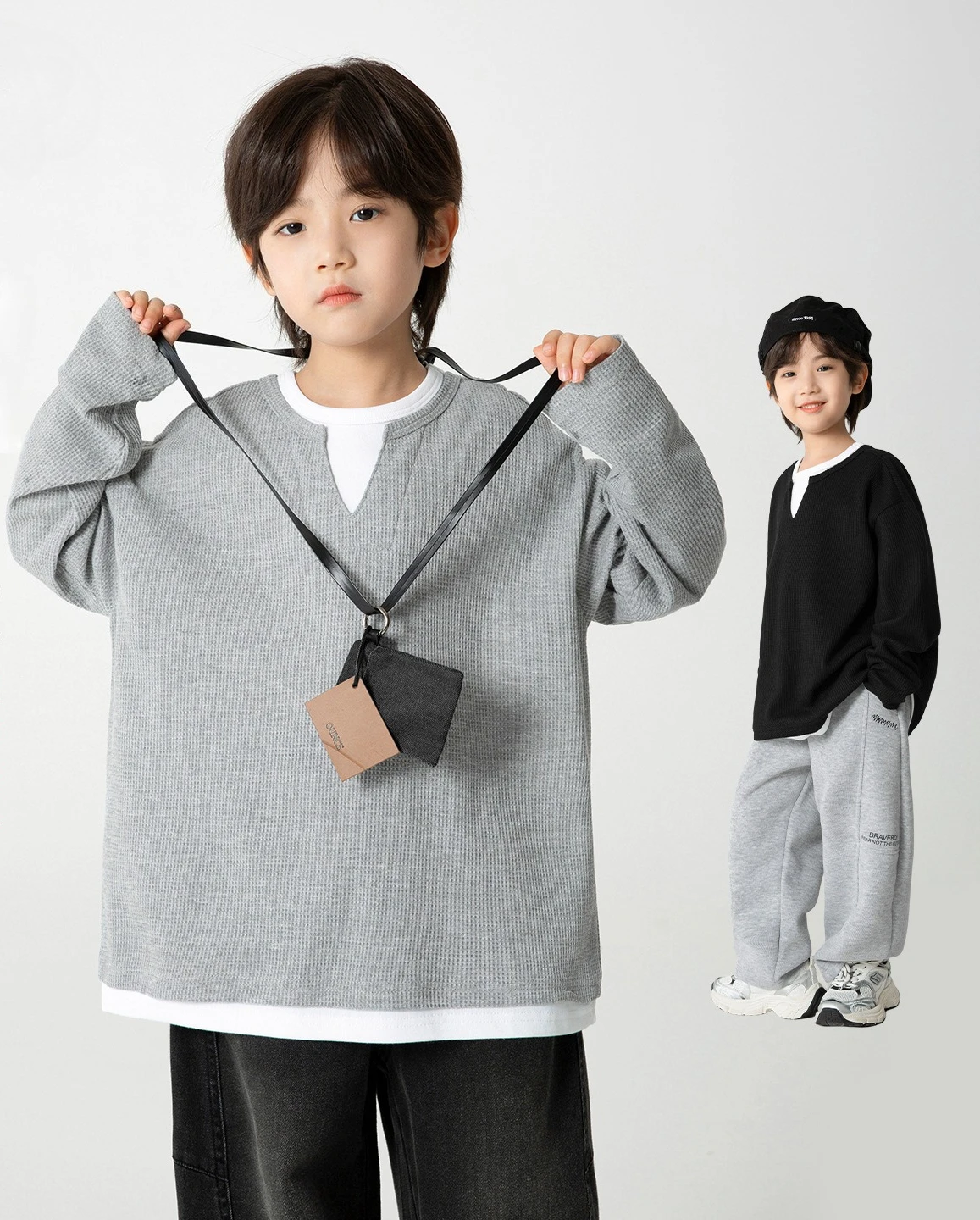 2026 Spring Fashion New Boys Long Sleeve T-Shirt Stylish Layered Look Versatile Spring Clothes for Children