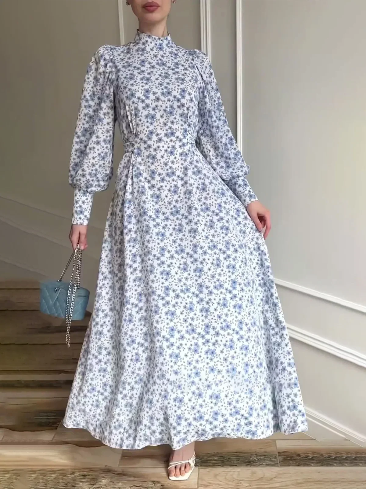 Eid Floral Dress for Women Muslim Party Ramadan Abaya Long Dress Belt Morocco Kaftan Vestidos Largos Dubai Robe Jalabiya 2024