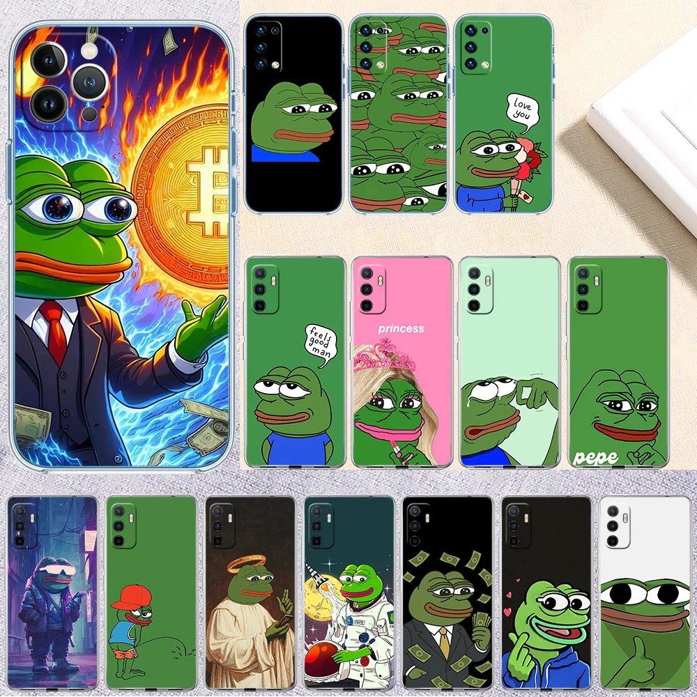 RH7 Frogs Cartoon P-Pepes Transparent Phone Case for Samsung Galaxy A04 A04S A14 A23 A34 A54 M23 M33 M52 M53