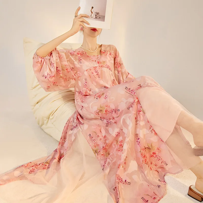 UMI MAO Feenkleid, französisches Frühlings- und Sommerkleid, schlankmachender Blumen-Socialite-Stil, super schönes, elegantes, atemberaubendes Kleid