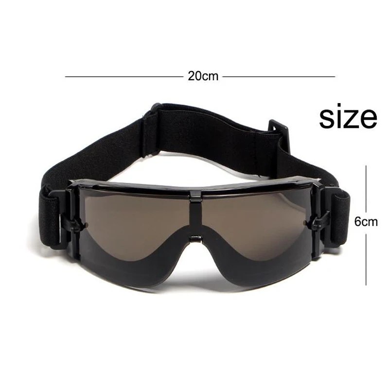 Outdoor Air Gun Sunglasses 3 Lenses Military Tactical Glasses X800 Air Gun Color Bullet Walking Hunting Protective Glasses