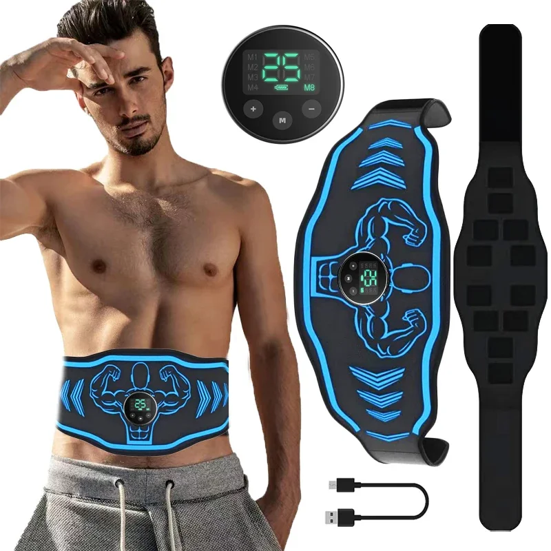 Toning Belt Abdominal Muscle Toner EMS Muscle Stimulator Men Women Fitness Training Body Shaping Home Gym Workout Exercise