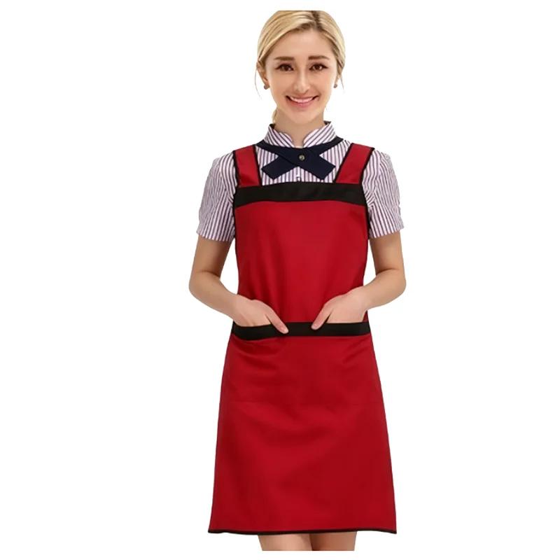 Unisex-Schürze mit H-Riemen, Antifouling, einfache Arbeitsschürze mit großer Tasche für Restaurant, Küche, Café, Kellner, Arbeitsschürze