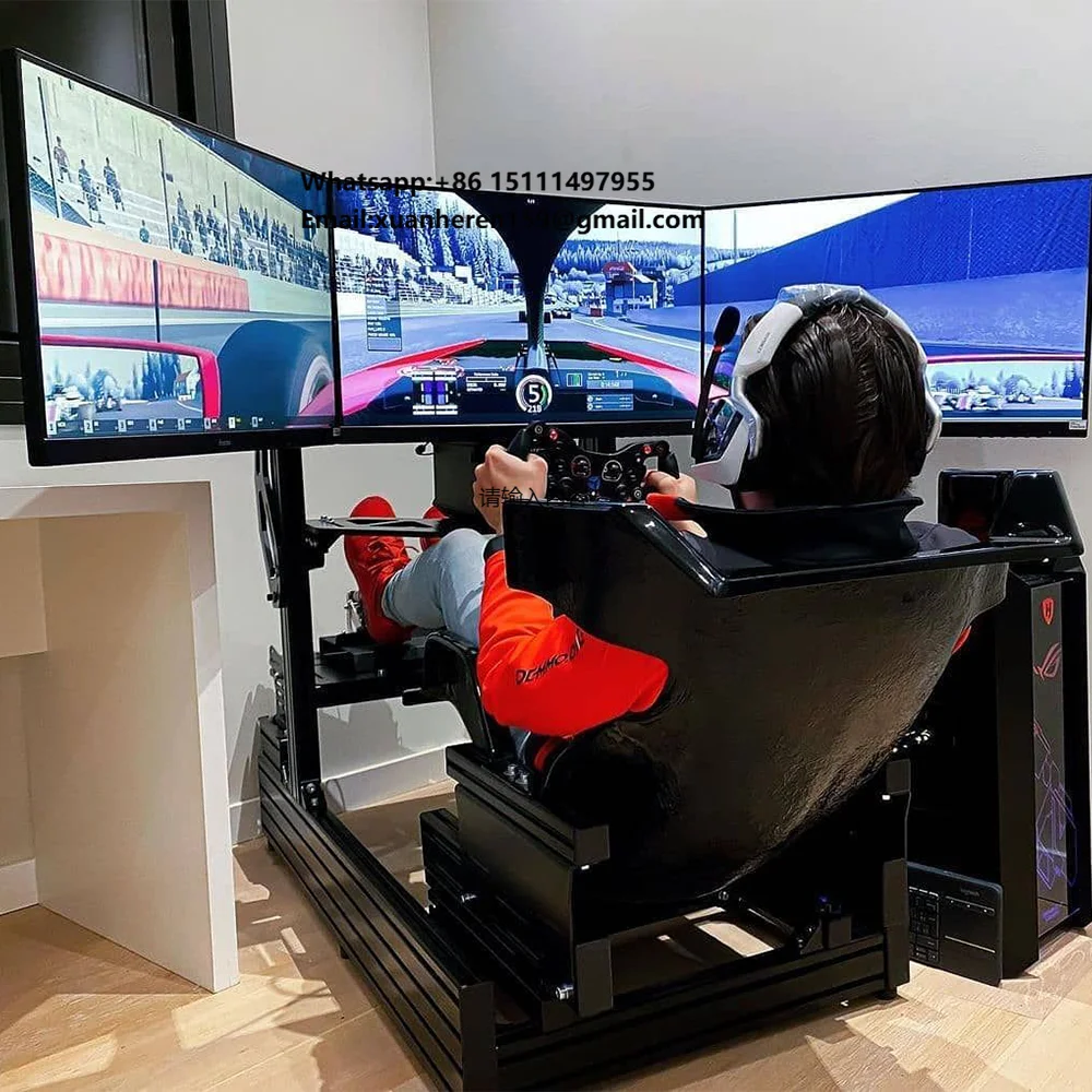 

Large Motion-Sensing Cockpit Three-Screen Four-Six-Axis G-Force Dynamic Seat MR VR Equipment Racing Simulator for F1 Game