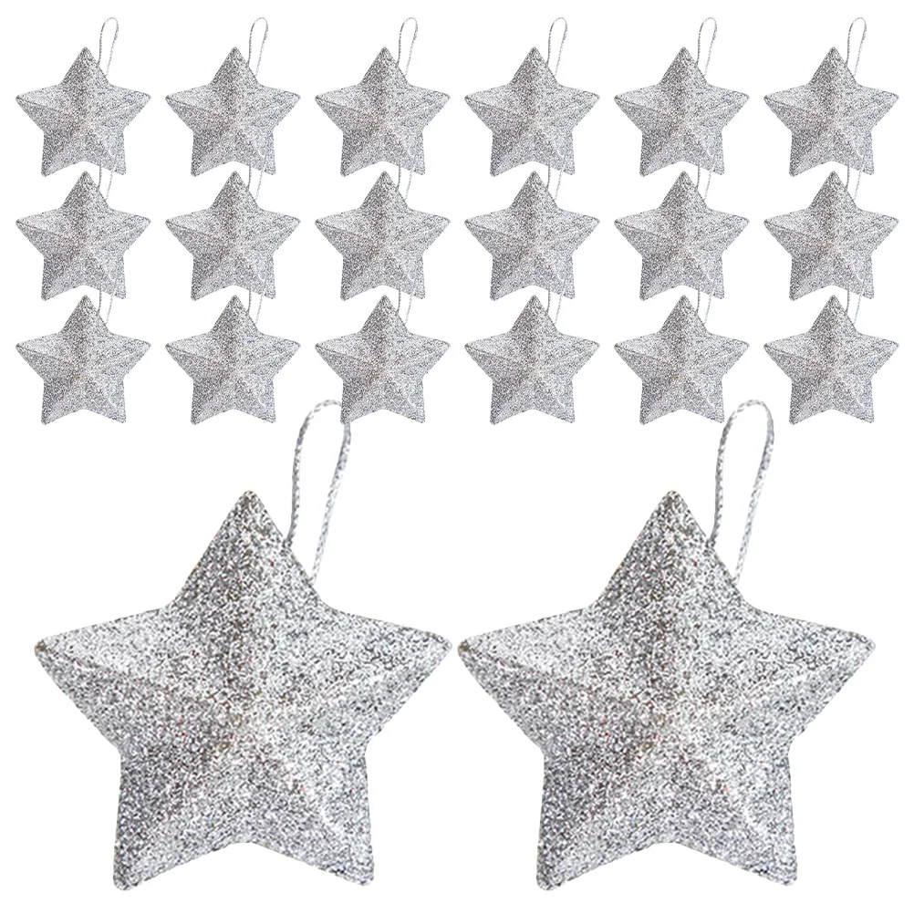 

60Pcs Glitter Star Hanging Ornaments 3D Shiny Plastic Christmas Tree Decorations for Festive Holiday Party Home Office Xmas