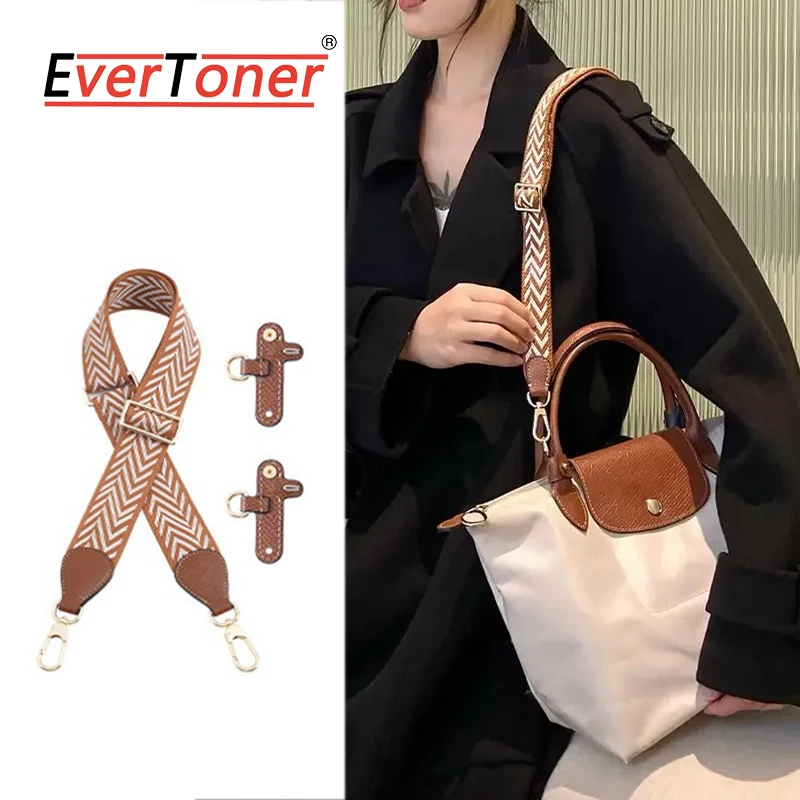 

EverToner Wide Strap Canvas Shoulder Strap Fit for Long-chmp canvas Bag Durable Fabric underarm Bag Belt Accessories