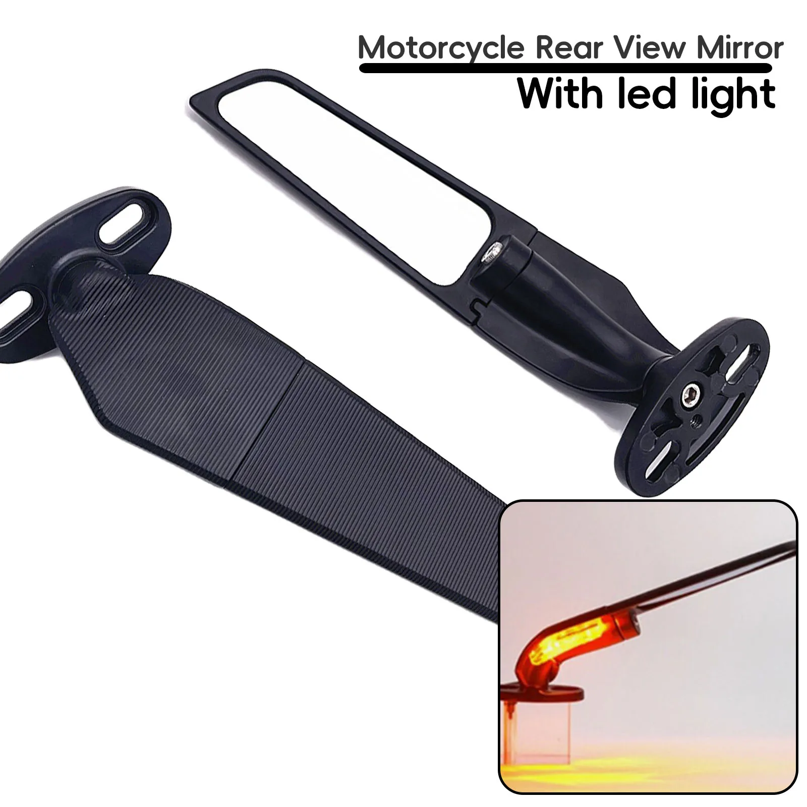 

Motorcycle Modifitied Fixed Wing Rearview Mirror Wind Knife Reflector With Leds fit for ZX10R ZX6R Z636 ZX622 2018-2021 1000RR