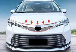 For Toyota Sienna Granvia 2021 + Accessories Front Hood Bonnet Grill Grille Bumper Lip Mesh Trim Strip Cover Molding Car Styling