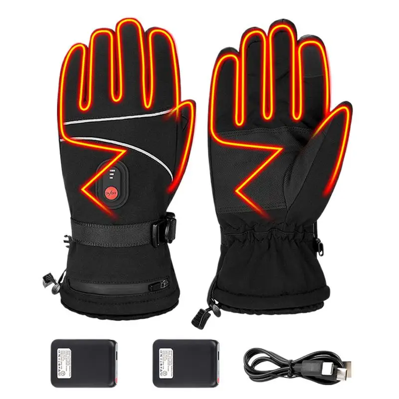 

Electric Heated Gloves Touchscreen Heating Thermal Gloves Winter Moto Heated Gloves Outdoor Warm Waterproof Windproof Ski Gloves