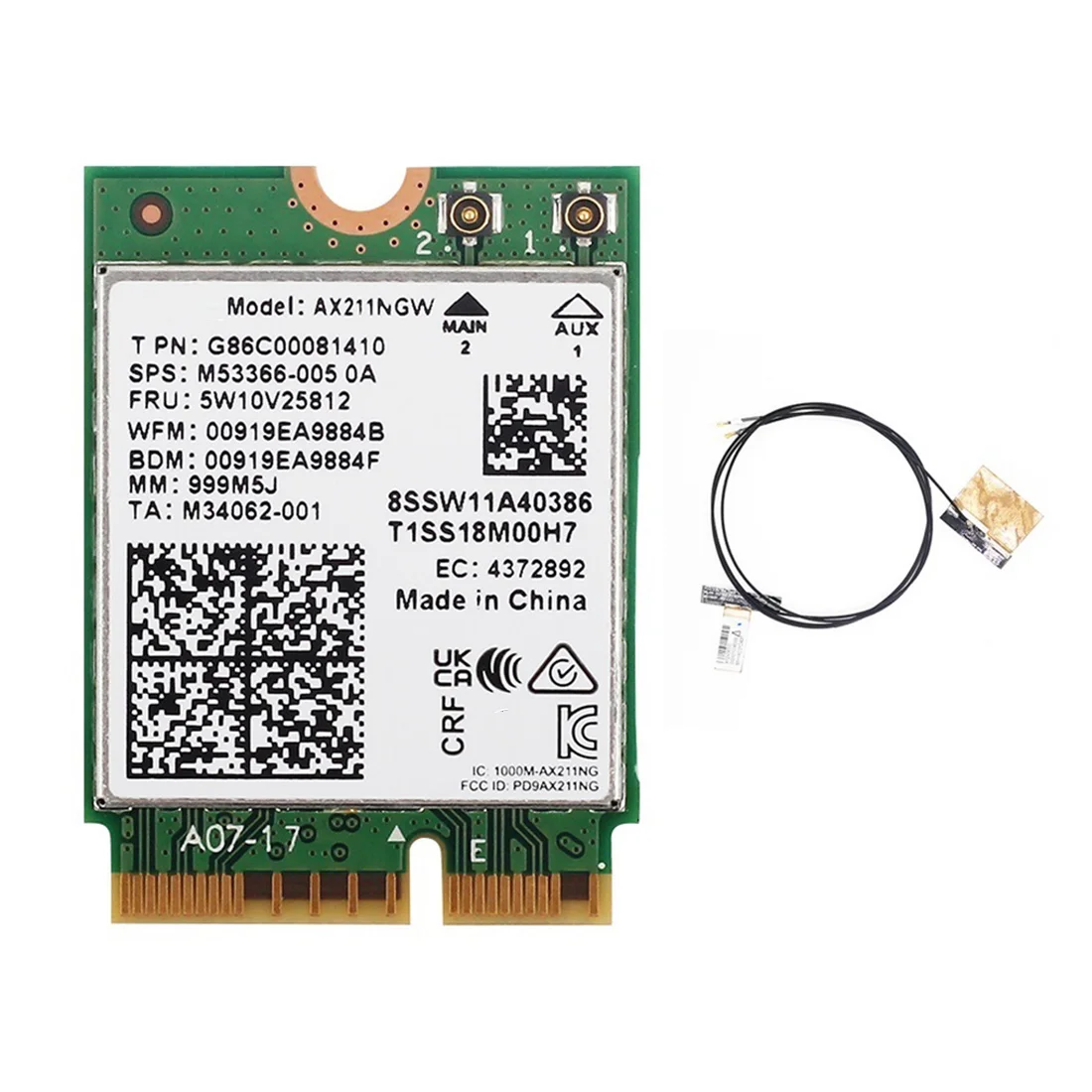 

WiFi 6E AX211NGW Tri Band 2.4G/5G/6Ghz Wireless Network Wifi Card for Bluetooth 5.2 AX211 M.2 KeyE CNVio Windows10