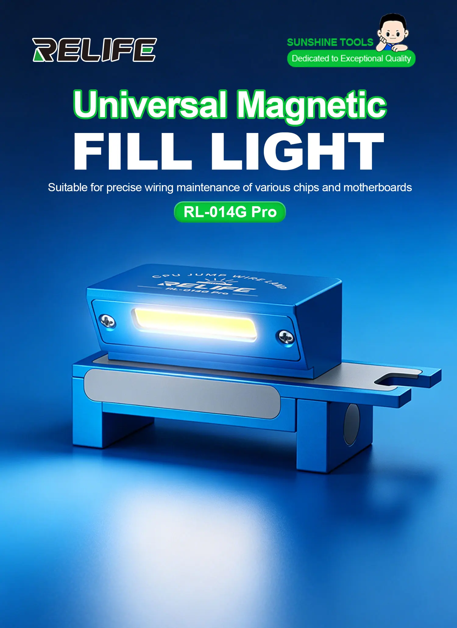 RELIFE RL-014G Pro Magnetic LED Work Light 300lm with Spring Clamp & Type-C Portable Repair Lamp for Microscope PCB Flying Wire