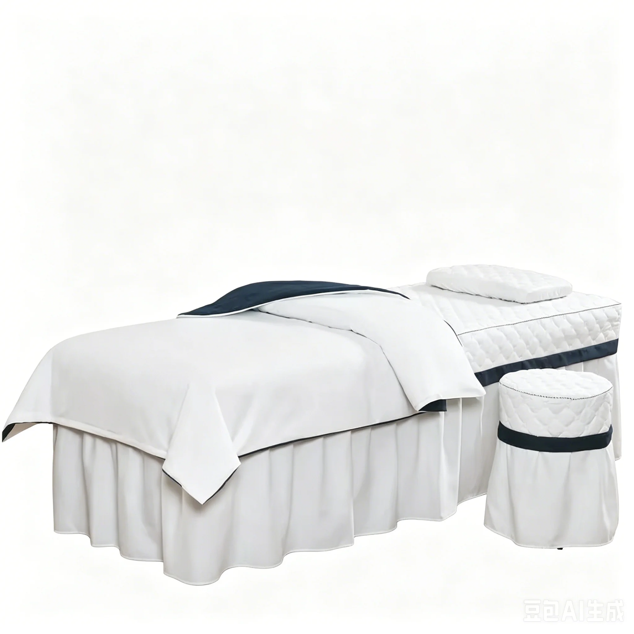 4pcs Quiltting Beauty Bed Cover Sets Massage SPA Tuina Beauty Salon Bedding Sets Square Head Bedskirt with Hole