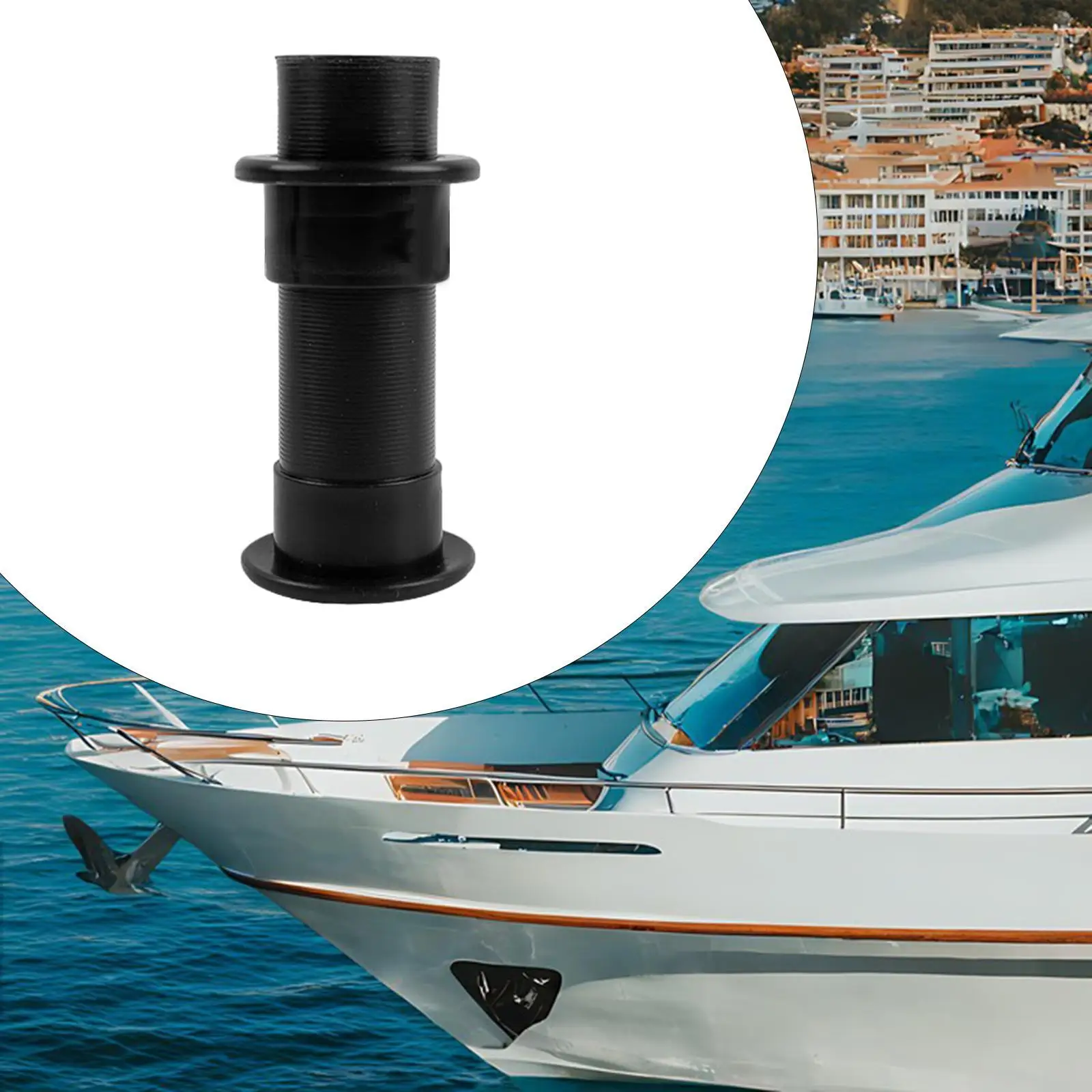 Through Hull Connector Plastic Marine Drain Hose Fitting Easy Hand Install for Boat and Live Fish Tank